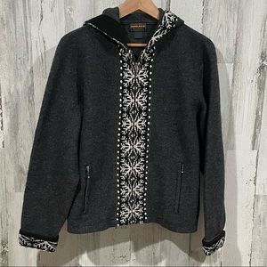 WOOLRICH Wool Full Zip Hooded Sweater Size XLarge